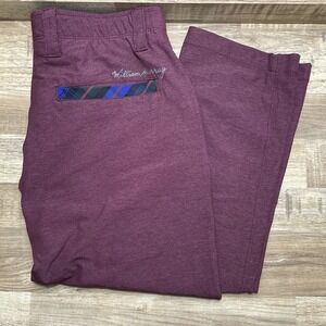William Murray Performance Golf Pants Men 30 Burgundy 31" Inseam Wicking Stretch